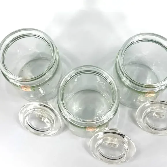 Set 3 Vintage Glass Apothecary Storage Jars 5" Painted Pink Flowers Cottage - Picture 5 of 8
